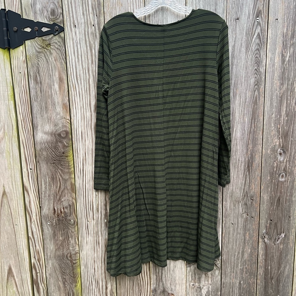 Old Navy Army Green and Black Stripe Swing Dress size Med - Picture 8 of 11